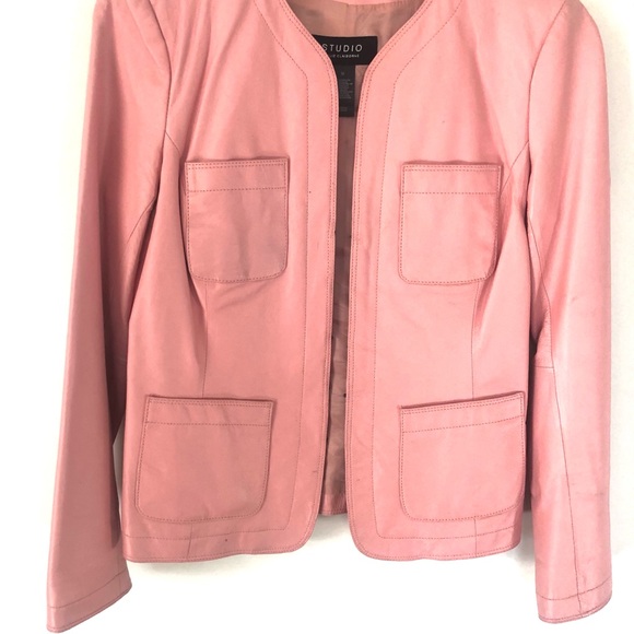 Pink Certified Leather Jacket - Claiborne - M - Picture 1 of 10